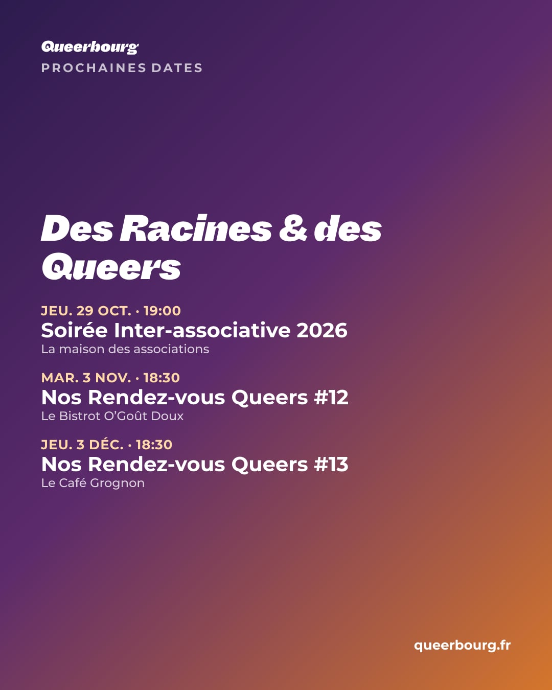 Visuel des prochaines dates de Des Racines & des Queers