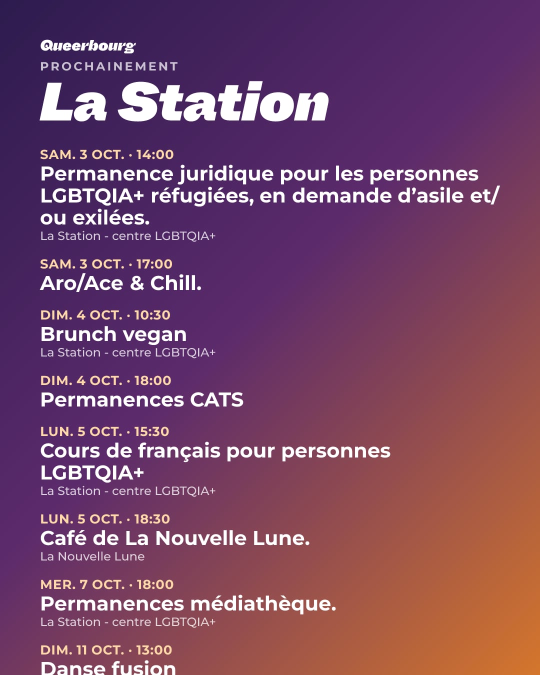 Visuel des prochaines dates de La Station