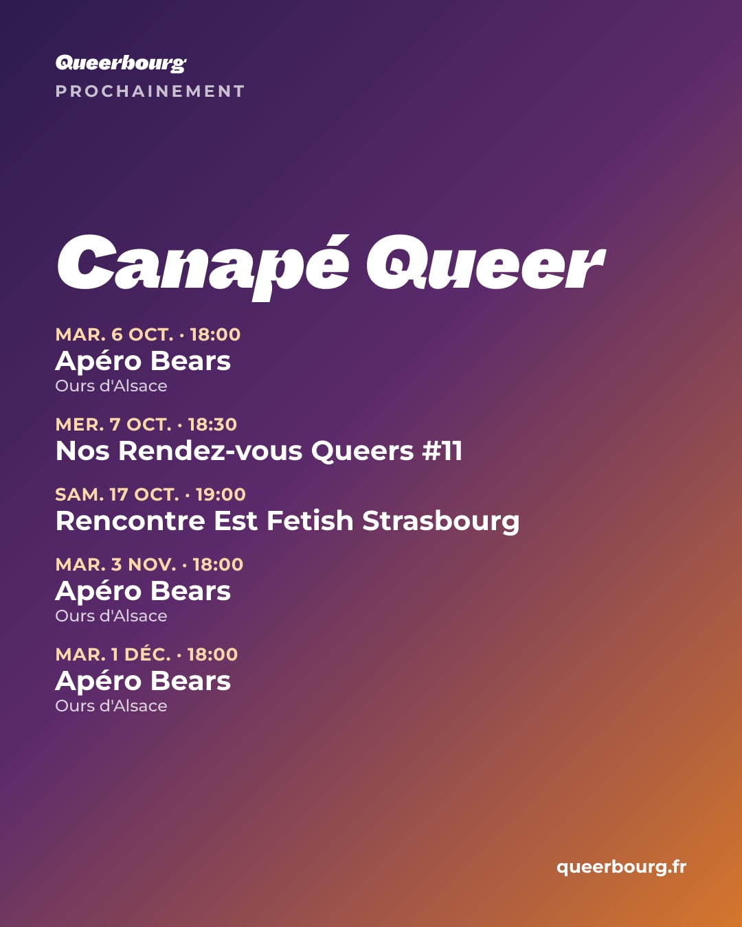 Visuel des prochaines dates de Canapé Queer